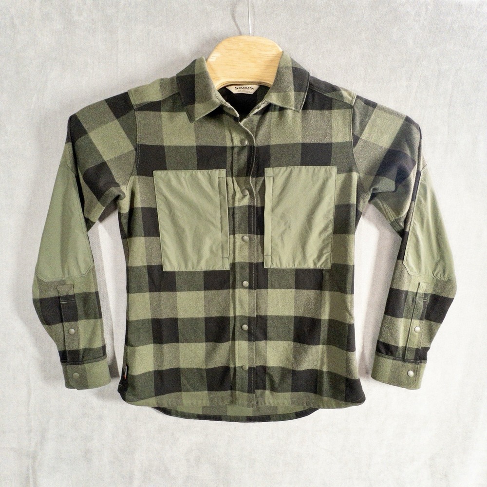 Simms Fishing Guide Flannel Loden Buffalo Shirt Womens Small Outdoors Gorpcore